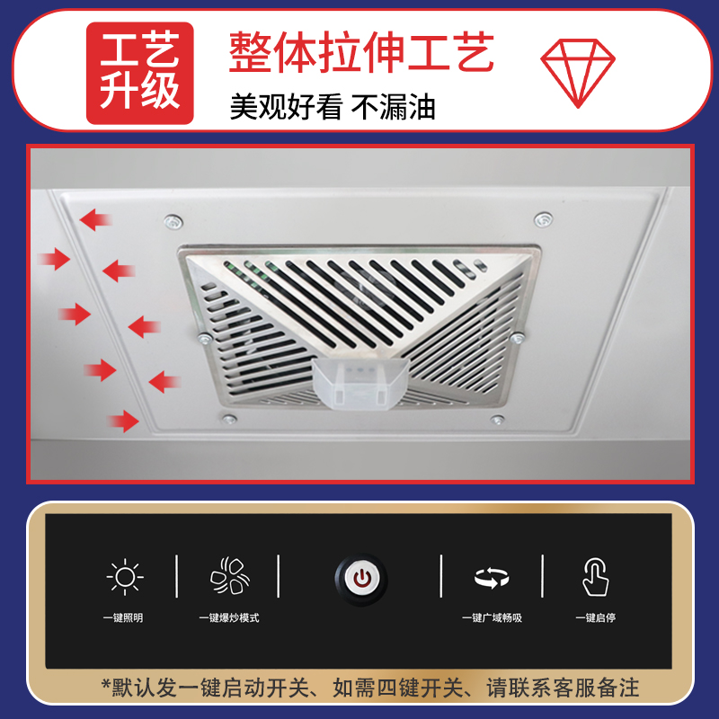 Commercial Range Hood Stainless Steel Range Hood Hotel Rural Stove Large Suction Purification All-In-One Machine