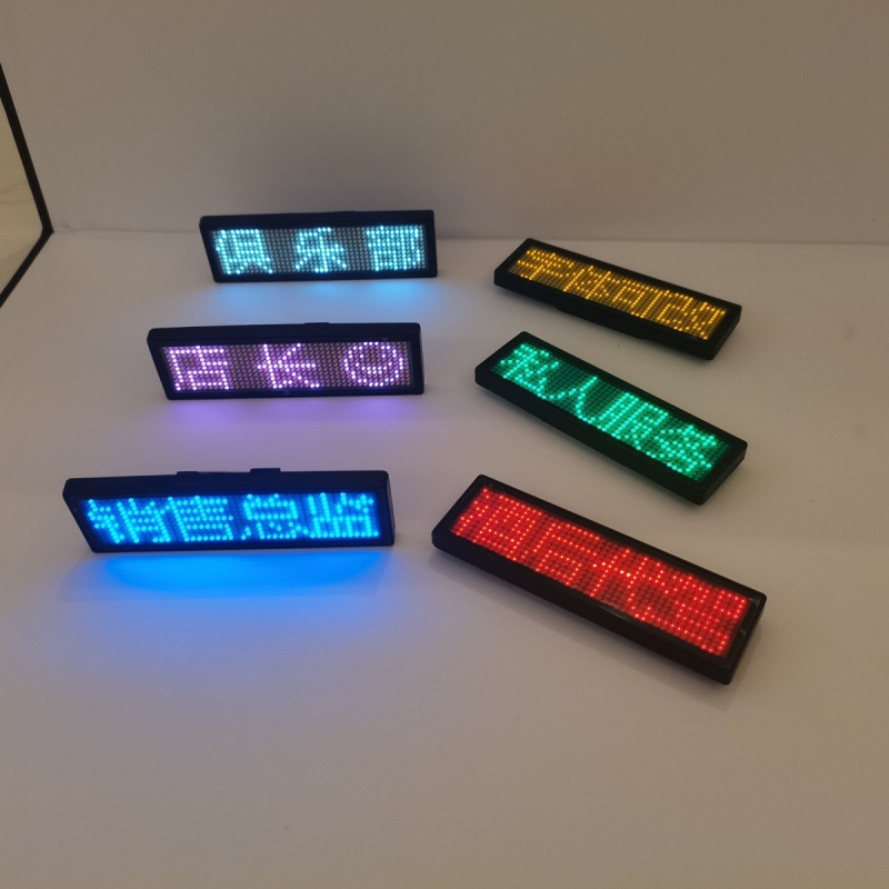 Led Luminous Character Nameplate Bar Ktv Digital Scrolling Work Luminous Charging Work Badge Wine Driving Light