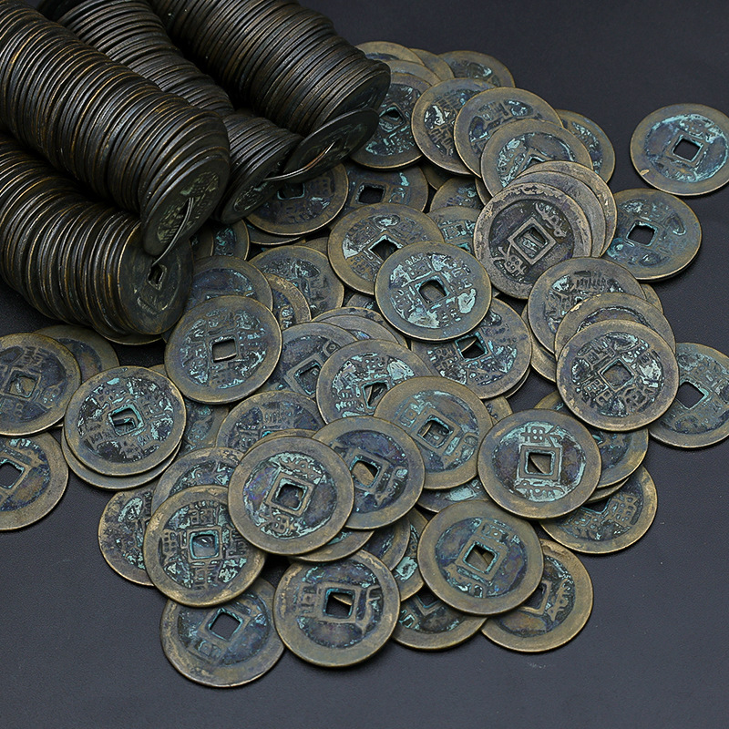 Copper Coin Ancient Coin Hand-Casting Qing Five Emperors Coin Six Emperors Coin Old Copper Coin Antique Chinese Knot Five Emperors Coin Pendant Wholesale