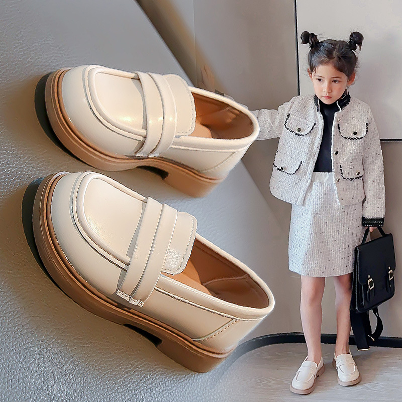 Girls' Leather Shoes 2026 Spring and Autumn New Style Children's Soft-Soled Princess Shoes Black Student Shoes Slip-On Casual Loafers