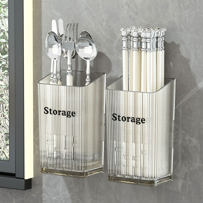 Chopstick Cage Wall-Mounted Punch-Free Accessible Luxury Style Spoon Storage Box Chopstick Holder High-Looking Drainable Kitchen Chopsticks