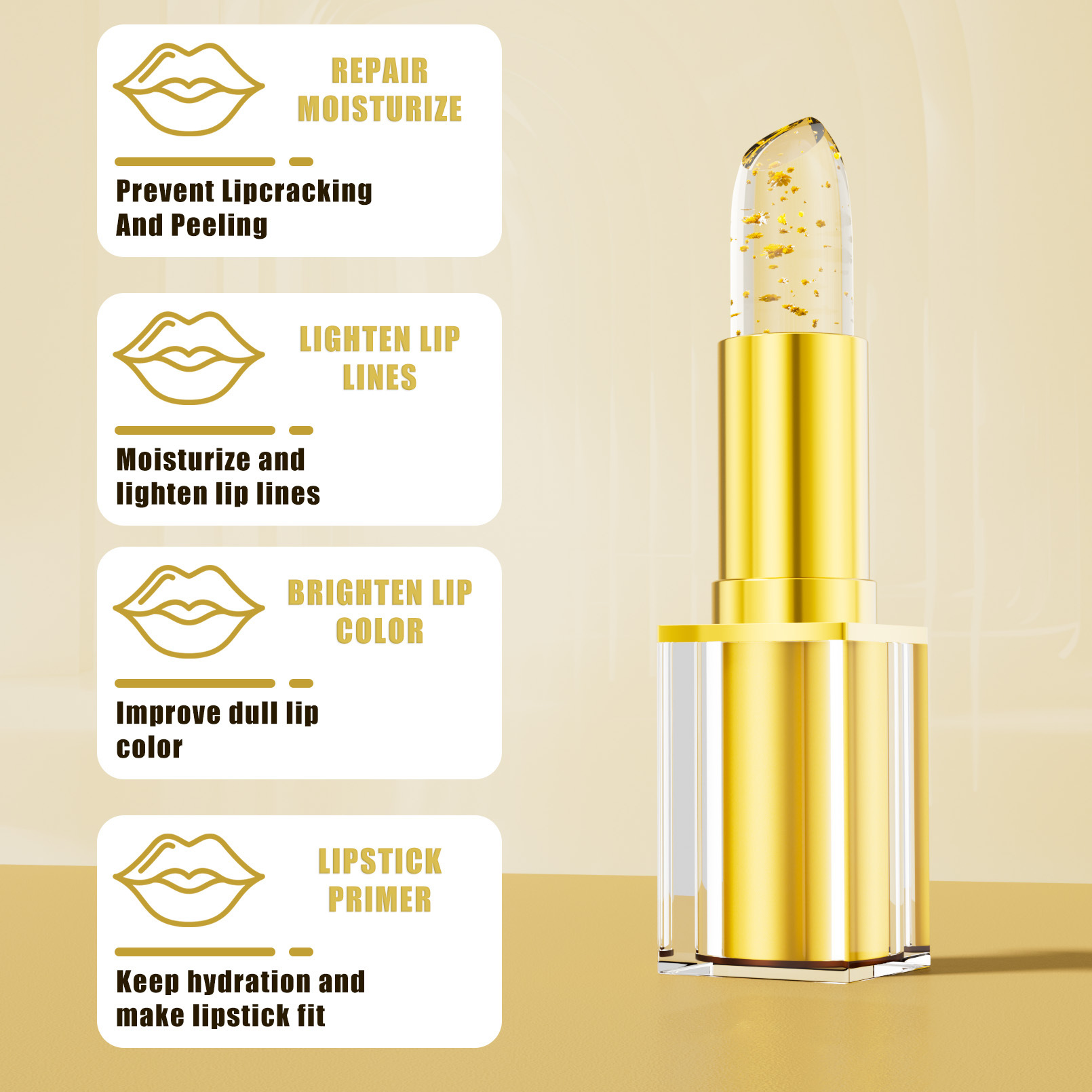 Hellokiss Thousands of Colors Moisturizing Flower Color Changing Lipstick Natural Mild Moisturizing Gold Foil Color Changing Lipstick