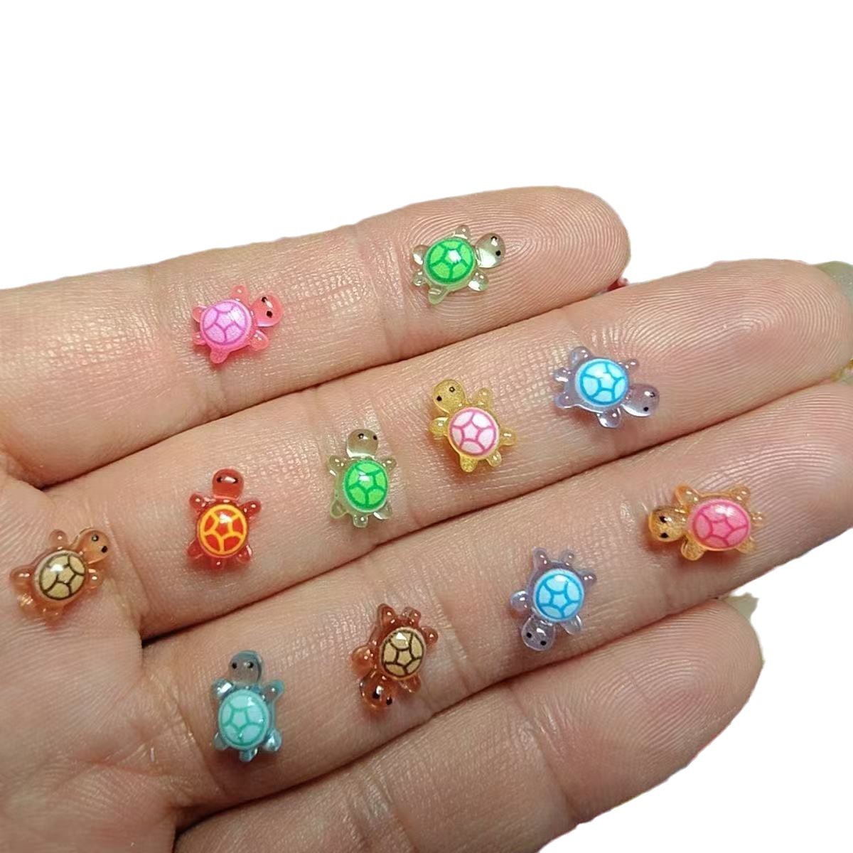 Mini New Cartoon Luminous Cream Turtle Resin Cute Explosions Nail Art Ornaments Upgrade Turtle Diy Accessories