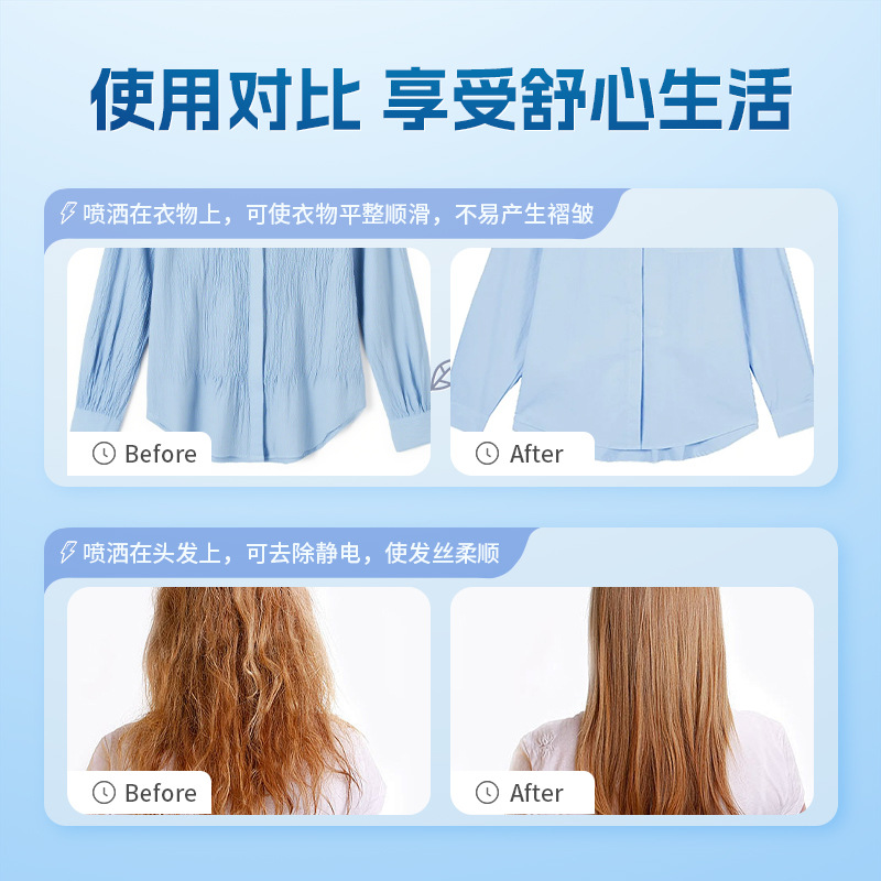 Organic Silicone Anti-Static Spray Clothing Hair Wrinkle Anti-Static Spray Clothing Softener Anti-Static Spray