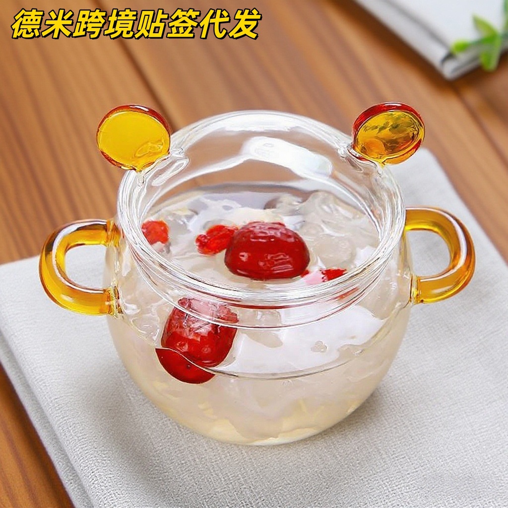 Прозрачная чаша для паровых яиц из высокобorosilicate стекла, домашняя, милая, с двумя ручками, чаша для паровых яиц, для детского питания