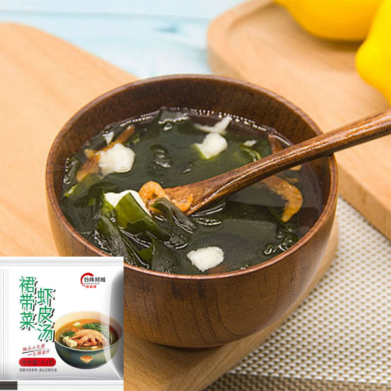 Оптовая продажа супа из вакаме и сушеных креветок, упаковка для домашнего использования, смесь морепродуктов, завтрак, суп быстрого приготовления, не требует готовки