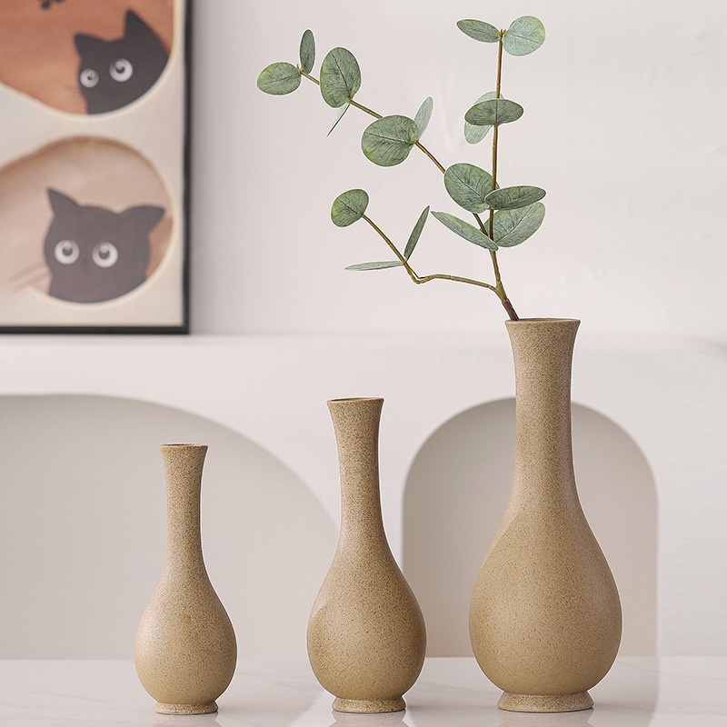 Emotionally Stable Vase Ru Kiln Ceramic Small Dry Flower Arrangement Guanyin Vase Jade Pure Vase Chinese Style Living Room Table