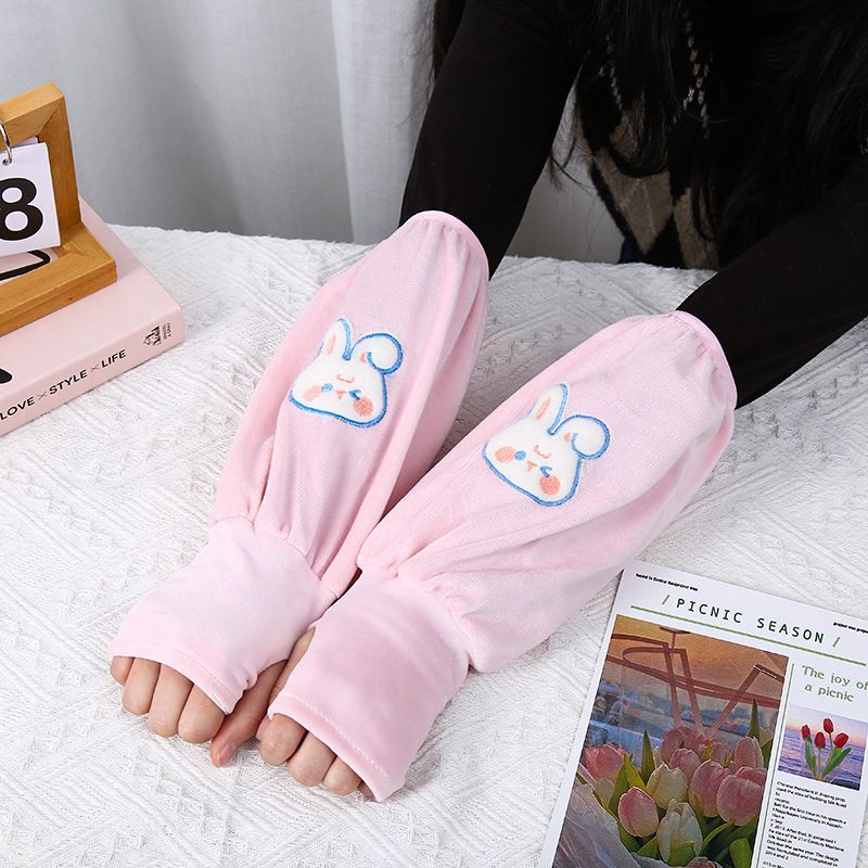 Winter New Children's Two-in-One Sleeve Cute Warm Hand Sleeve Children's Adult Anti-Dirty Student Writing Sleeve Long