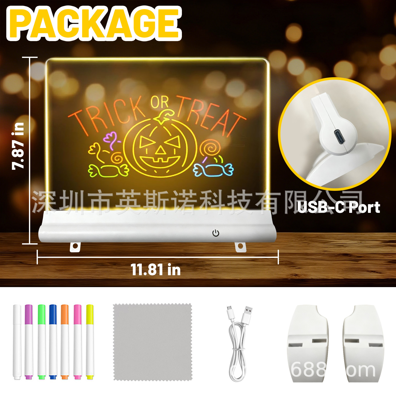 Cross-Border Kidsren's Writing Board with Built-In Battery, Erasable Hand-Held Luminous Toy Fluorescent Decorative Acrylic Painting Led Drawing Board