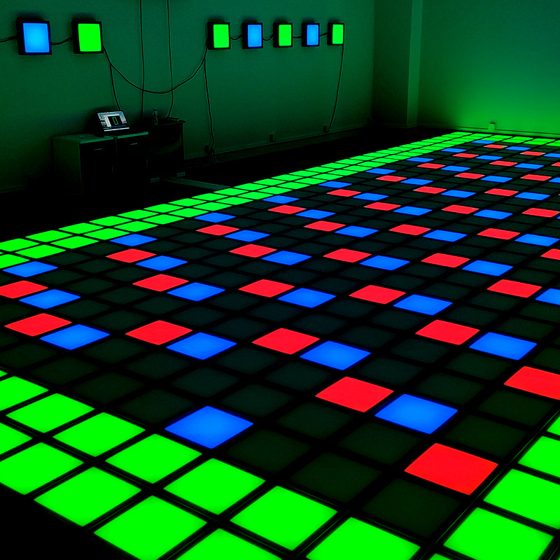 Square Light Interactive Foot Pedal Led Floor Light Indoor Sensor Jumping Grid Game Light Interactive Game Rgb