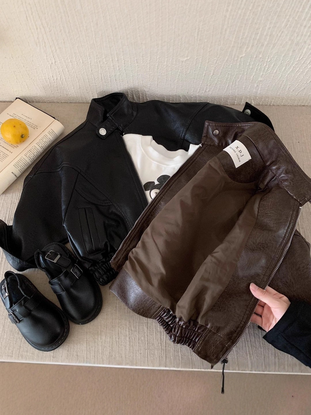 Children's Leather Jacket 2025 Autumn New Korean Style Boys and Girls Cool Biker Jacket Trendy Stylish Jacket