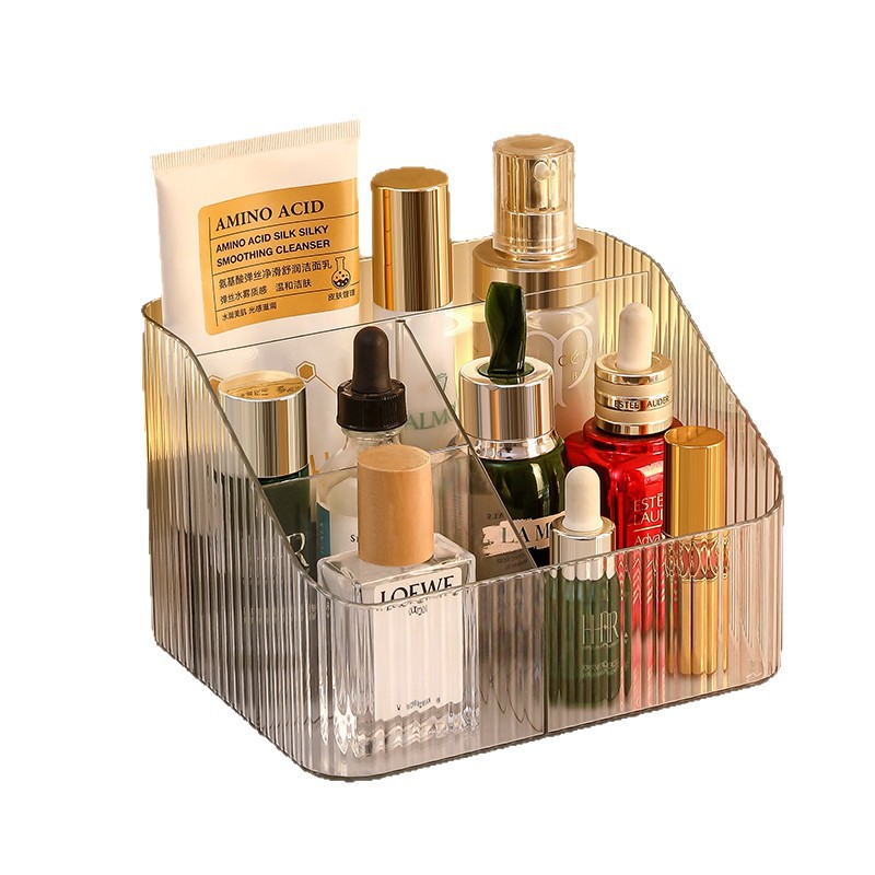 Cosmetic Storage Box with Multiple Compartments, Transparent Plastic Box with Dividers, Lipstick Box, Makeup Brush Holder, Pen Holder with Multiple Compartments