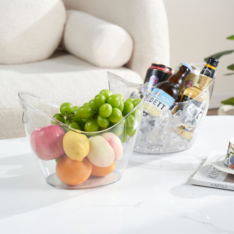 4L Plastic Ice Bucket Large Capacity Beer Champagne Bucket Transparent Satchel Ingot Ice Bucket Ktv Commercial Red Wine Ice Bucket