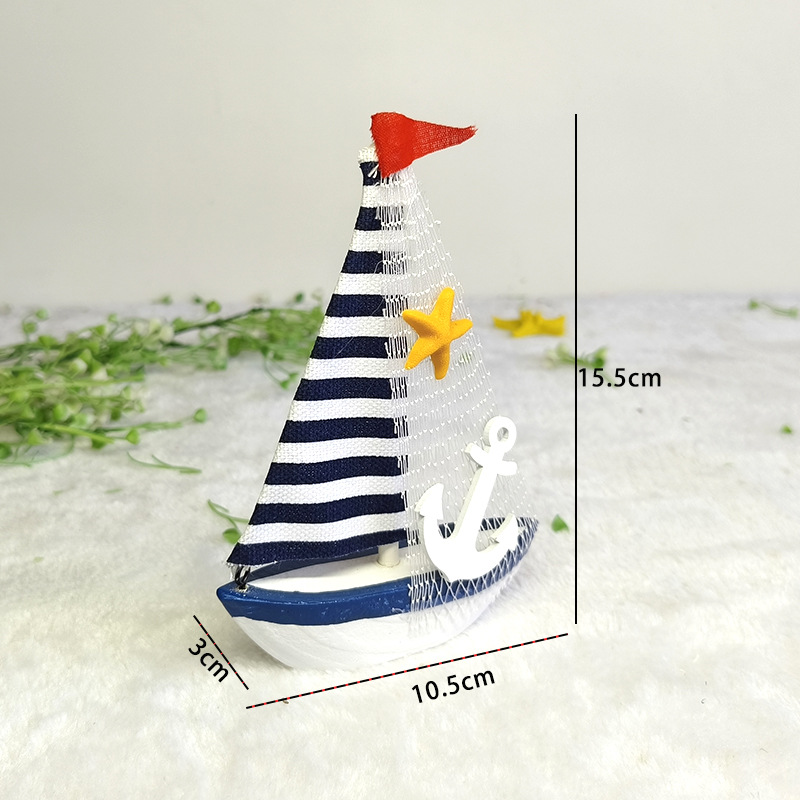 Cross-border Creative New Mediterranean Wooden Boat Model Ornaments Home Decoration Sailing Boats Shooting Props