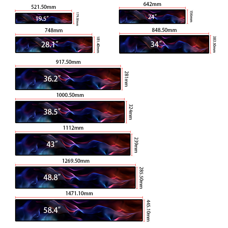 Lcd Strip Screen Advertising Machine Shopping Mall Shelf Bus Hospital Subway Wall Display Lcd High-Definition Long Strip Screen