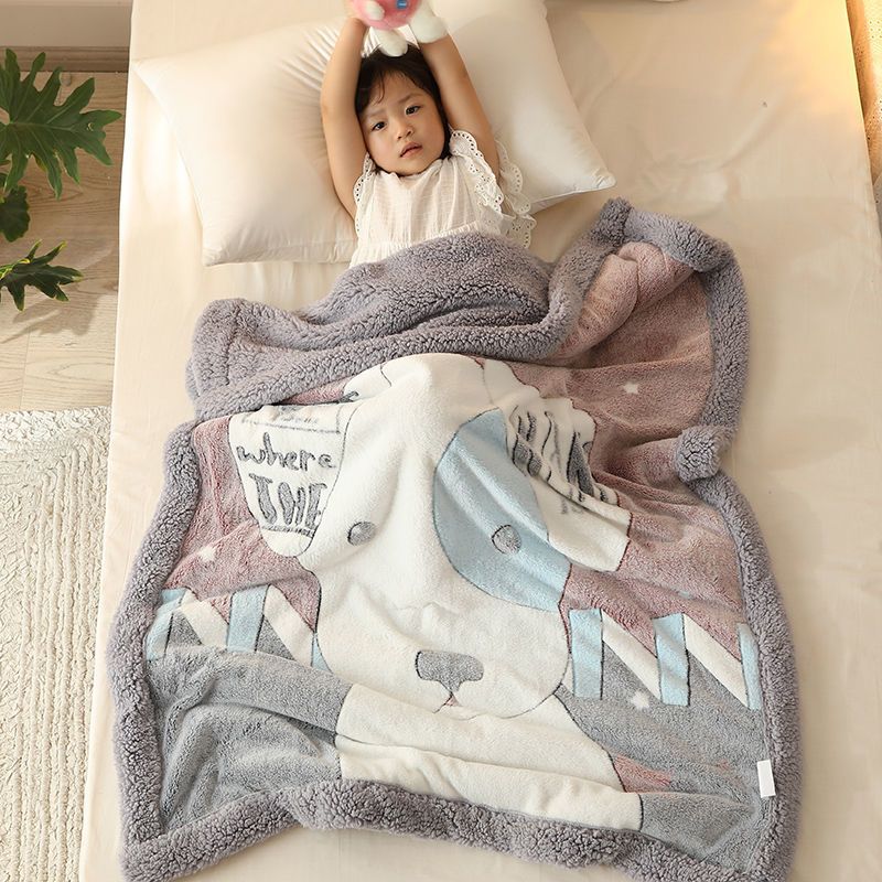 Children's Blanket Thickeneded Winter Lamb Velvet Quilt Student Kindergarten Nap Baby Baby Coral Velvet Blanket