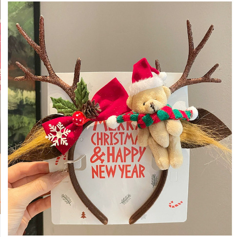 Christmas Headdress, Simulated Branch Headband, Super Fairy Elk Headband, Cute Photo Studio Photo Decoration Hairpin for Women