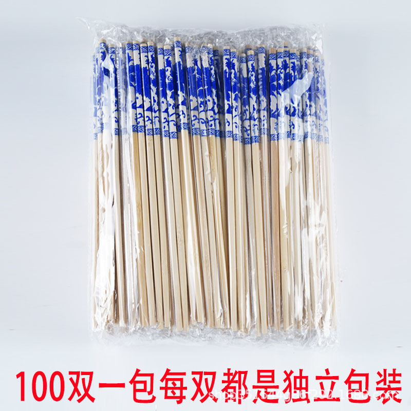 Disposable Blue and White Porcelain Chopsticks for Weddings and Home Use, Wholesale from the Manufacturer, Carbonized Bamboo Chopsticks in Bulk, Free Shipping Per Piece
