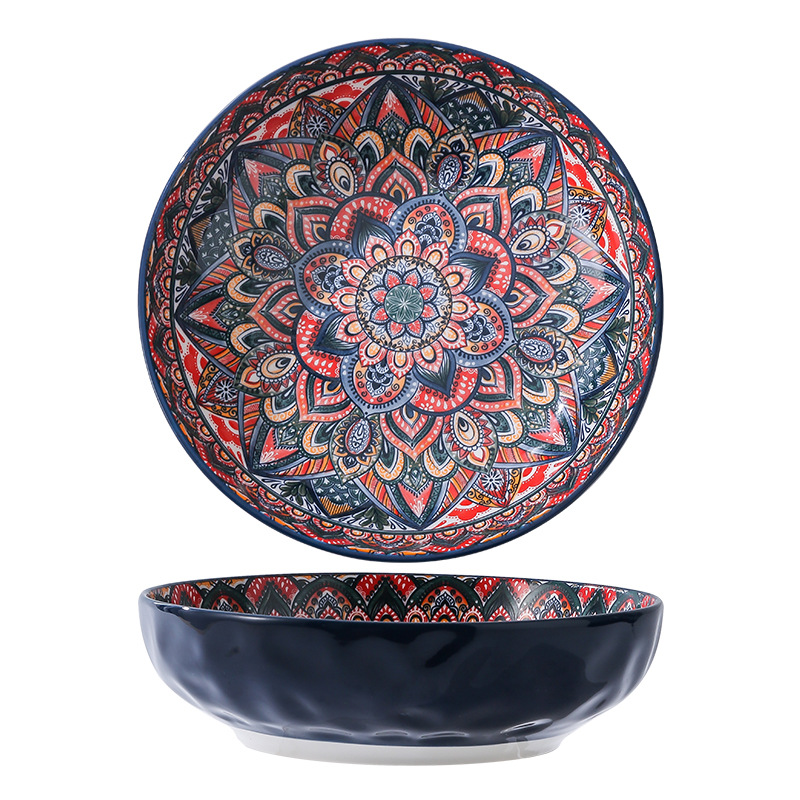 Bohemian Ceramic Tableware Orantis Bowl Plate Vintage Hand-painted Rice Plate Dish Household Light Luxury Rice Bowl