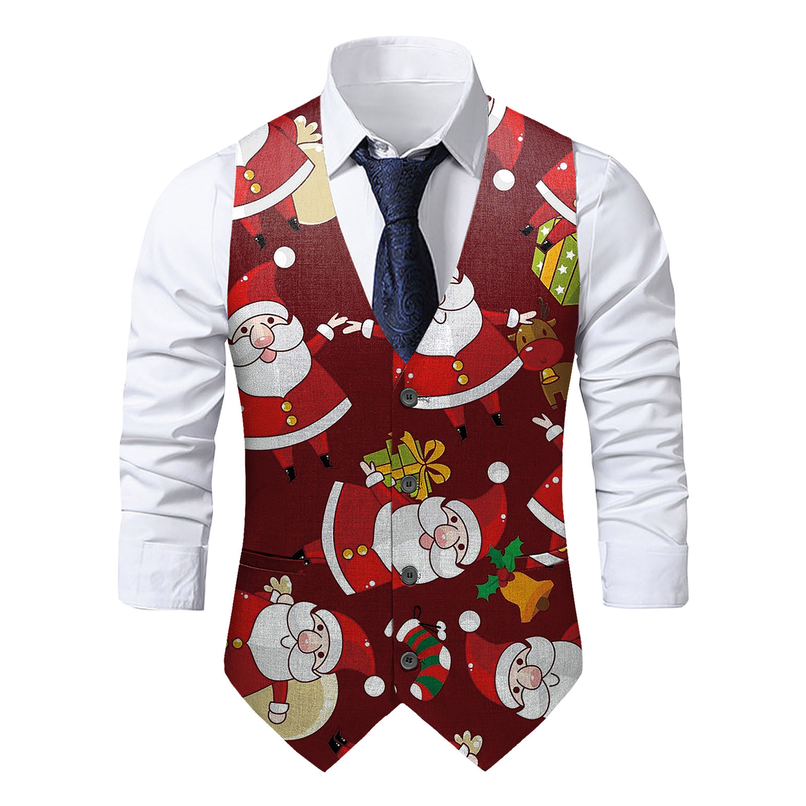 2022 Cross-Border Aliexpress Amazon Slim Youth Single-Breasted Ready-Made Printed Suit Vest No-Iron Fashion