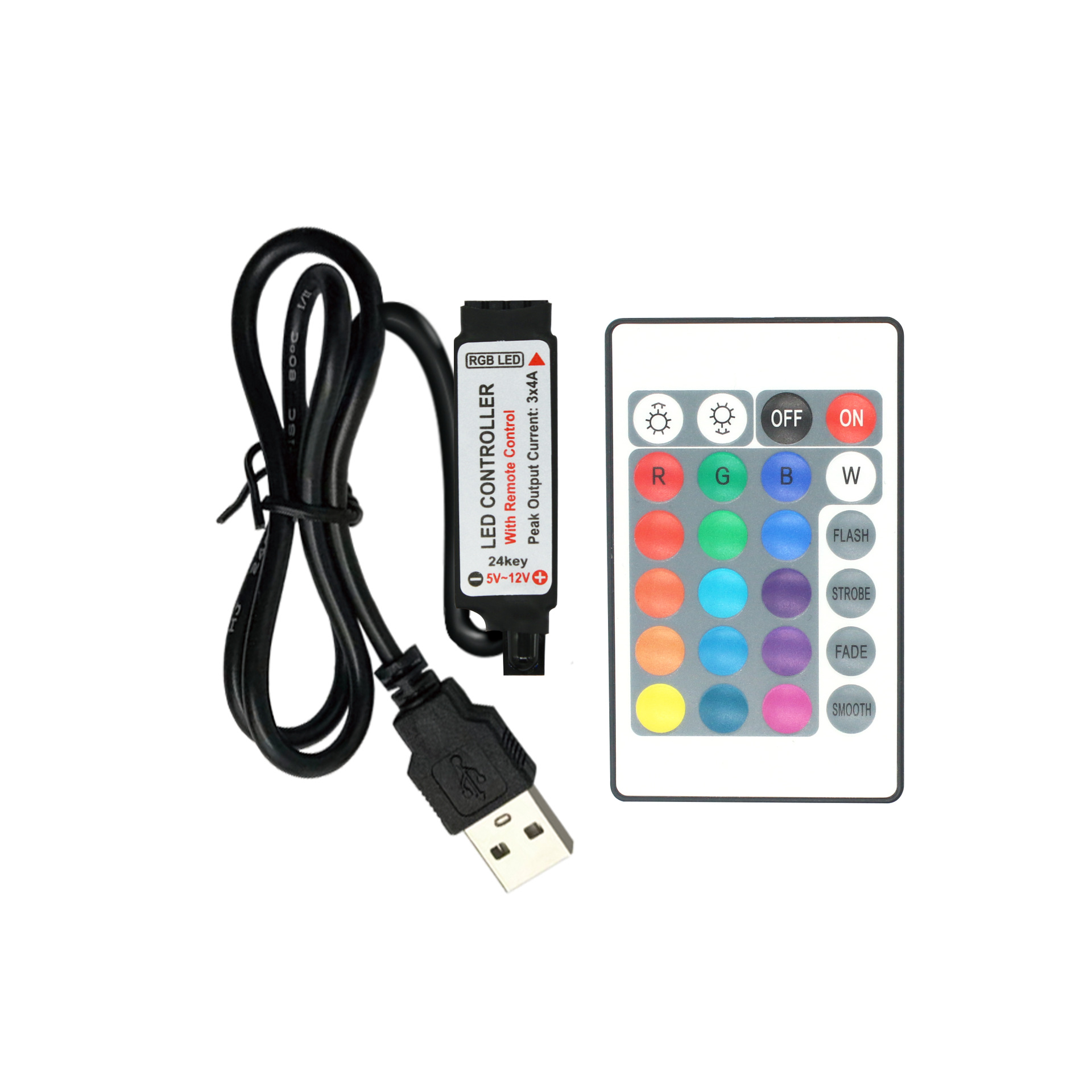 Colorful light with infrared 24 key usb controller rgb light with infrared led strip remote control led dimmer