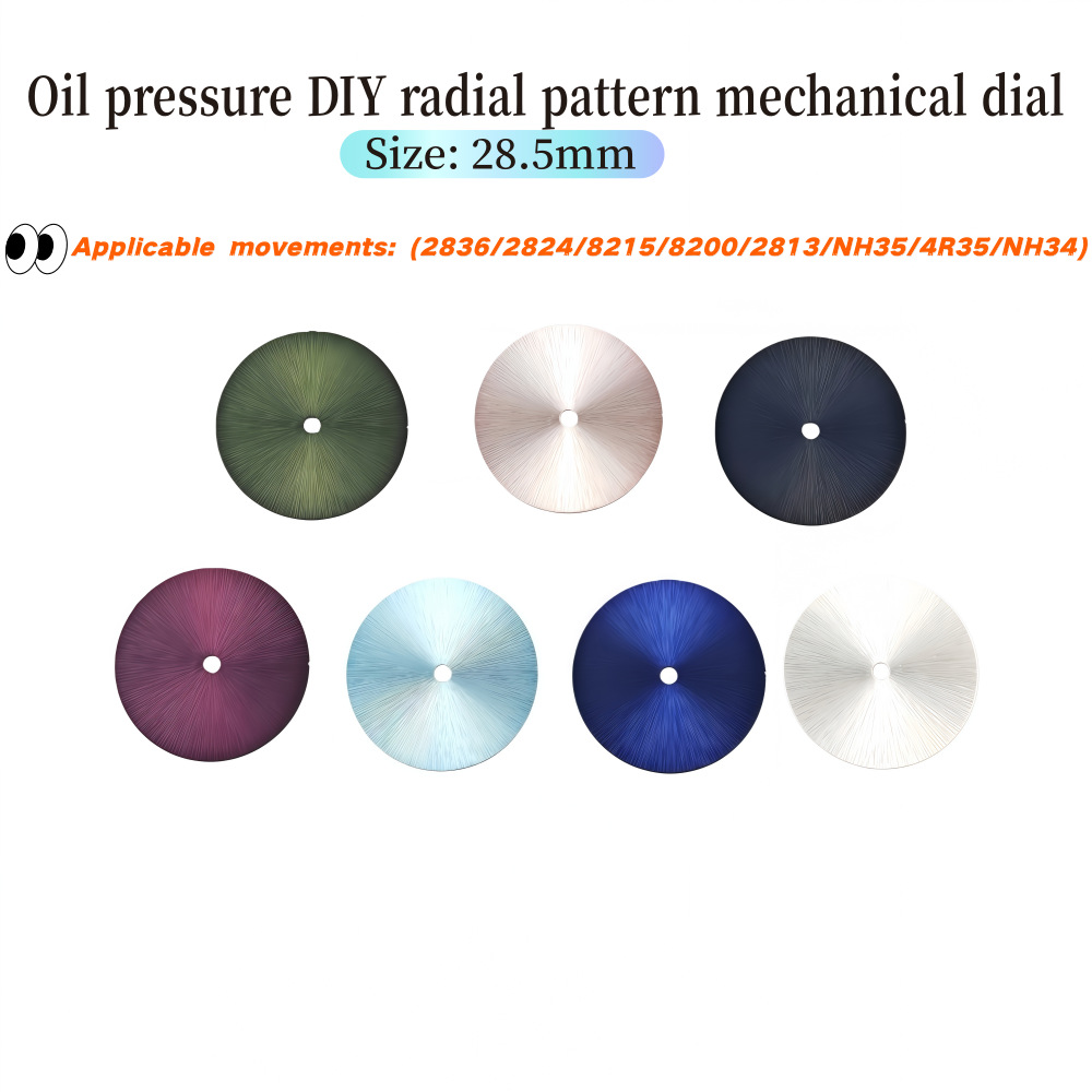 Циферблат Nh35 DIY с радиирующим узором, механическая модификация поверхности для аксессуаров часов Nh34/2815/2824, размер 28.5
