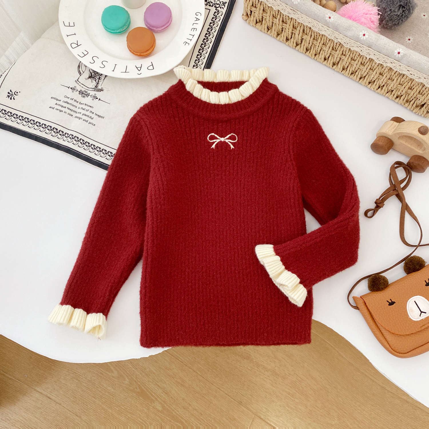 Girls Sweater 2025 Autumn and Winter New Baby Velvet Stretch Top Children's Clothing Winter Children's Knitted Bottoming Shirt