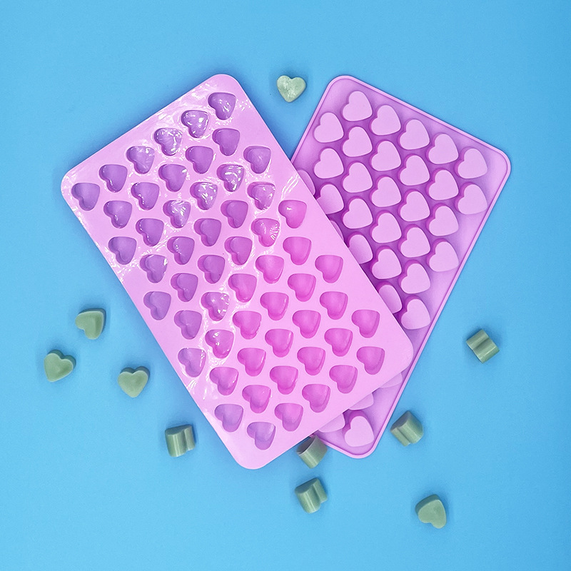 Cross-Border 55-Piece Heart Mini Silicone Mold Non-Stick Chocolate DIY Cake Accessories Silicone Cake Mold
