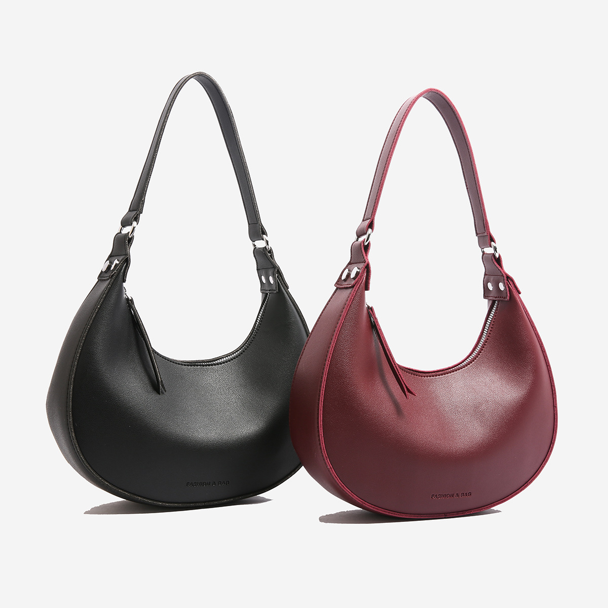 Spring 2025 New Solid Color Half Moon Bag Elegant Simple Fashionable Korean-style One-shoulder Crosbody Portable Underarm Bag for Women