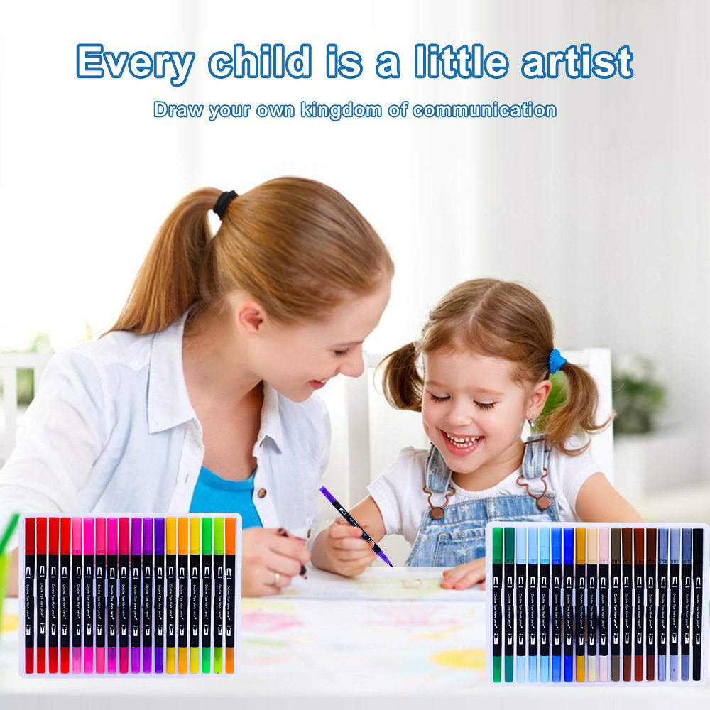 Amazon Xiyin Tm Double-Headed Watercolorful Pen Soft-Head Marker Pen Multi-Specification Kidsren's Washable Art Colorful Pen