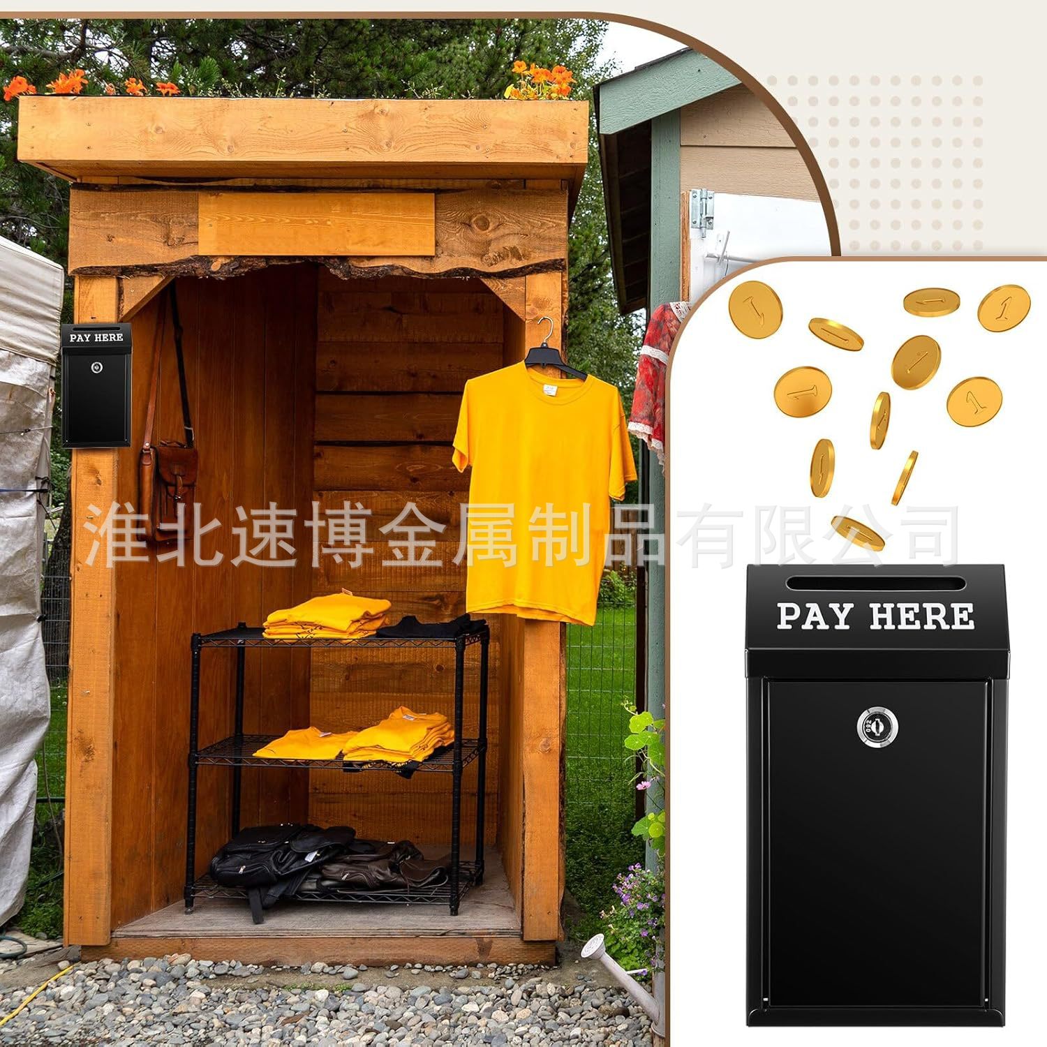 Security Cash Box Money Collection Metal Donation Box with Lock Wall Mounted Pre Drilled Mailbox Delivery Voting Home Office