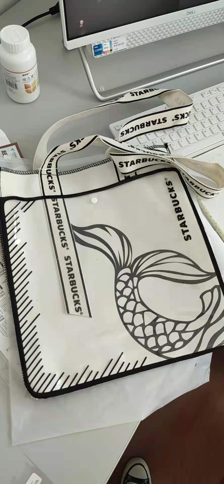 Creative Canvas Bag Cup Foldableing Shopping Bag Diving Material Polyester Recyclable Rpet190T Double Layer Crossbody Bag