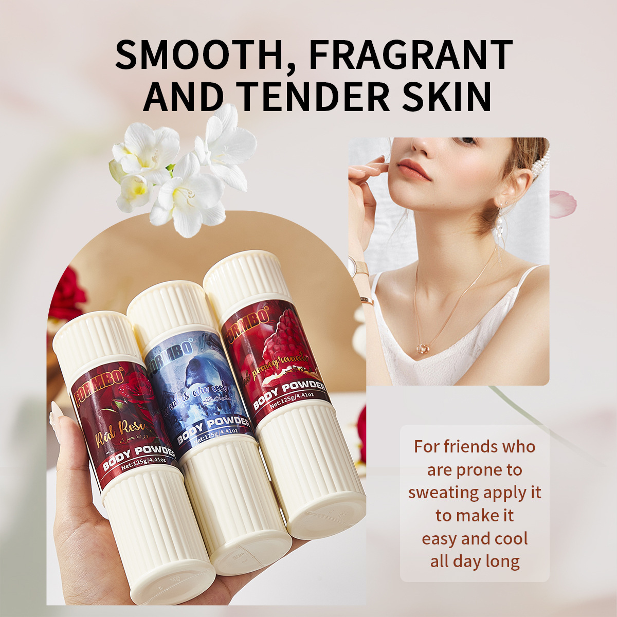 Cross-Border Best-Selling Formbo Body Powder, Refreshing and Long-Lasting Moisturizing under the Armpits, Smooth and Delicate, Deodorizing, Compact and Portable
