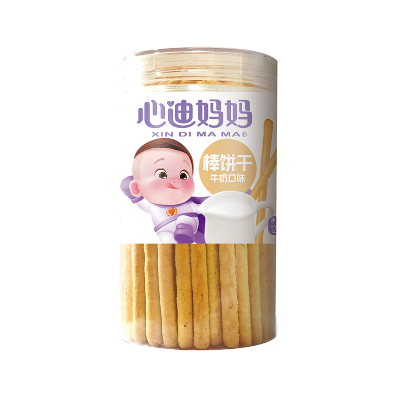 (New Goods in October 25) Xindi Mama Charcoal Baked Stick Biscuits Children's Snack Biscuits 125g Can