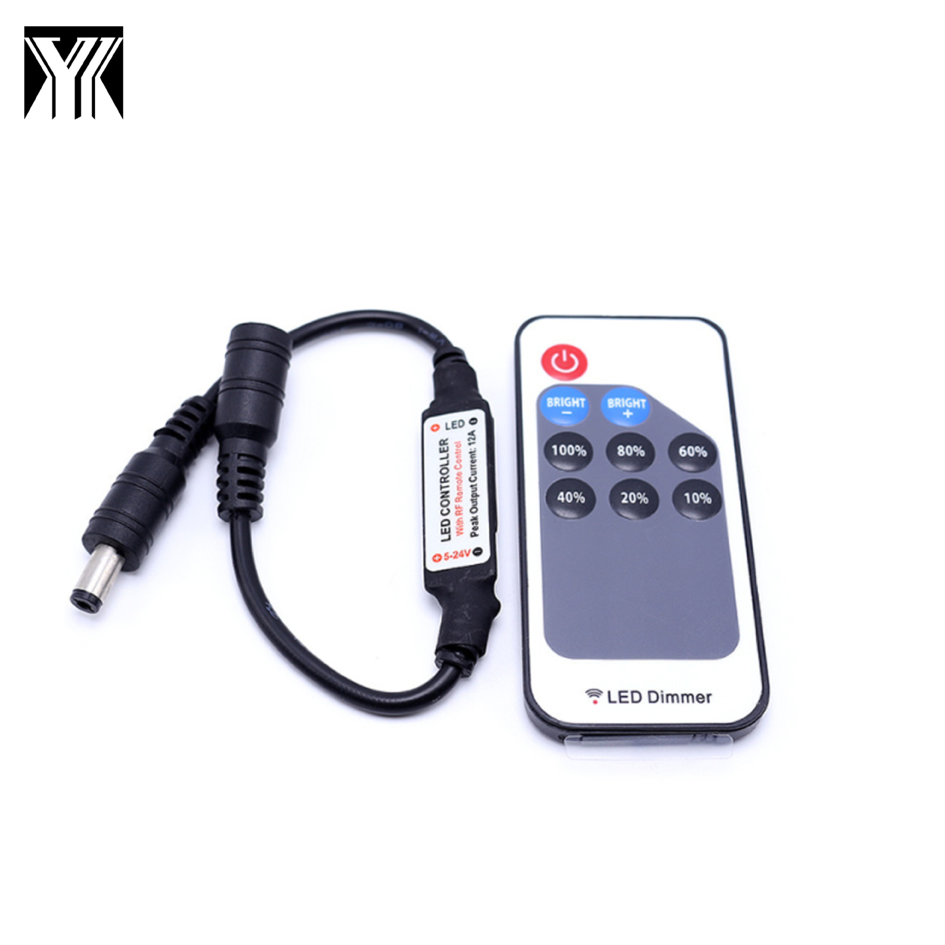 RF RF 9 Key Monochrome Dimming Controller 5v-24vLED Mini Controller with DC Headband Red and Black Wire