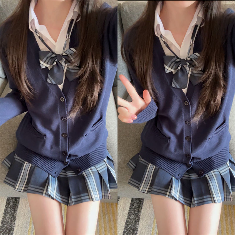 Original Genuine Jk Uniform Layered Spring & Fall Long-Sleeved Sweater Cardigan Female Student Preppy Style School Supply Knitted Top