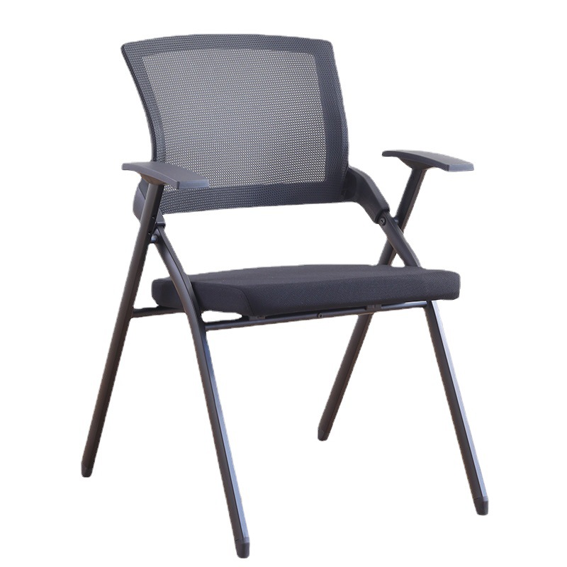 Backrest Meeting Chair Student Writing Household Folding Office Chair with Writing Board Wheeled Staff Meeting Training Chair