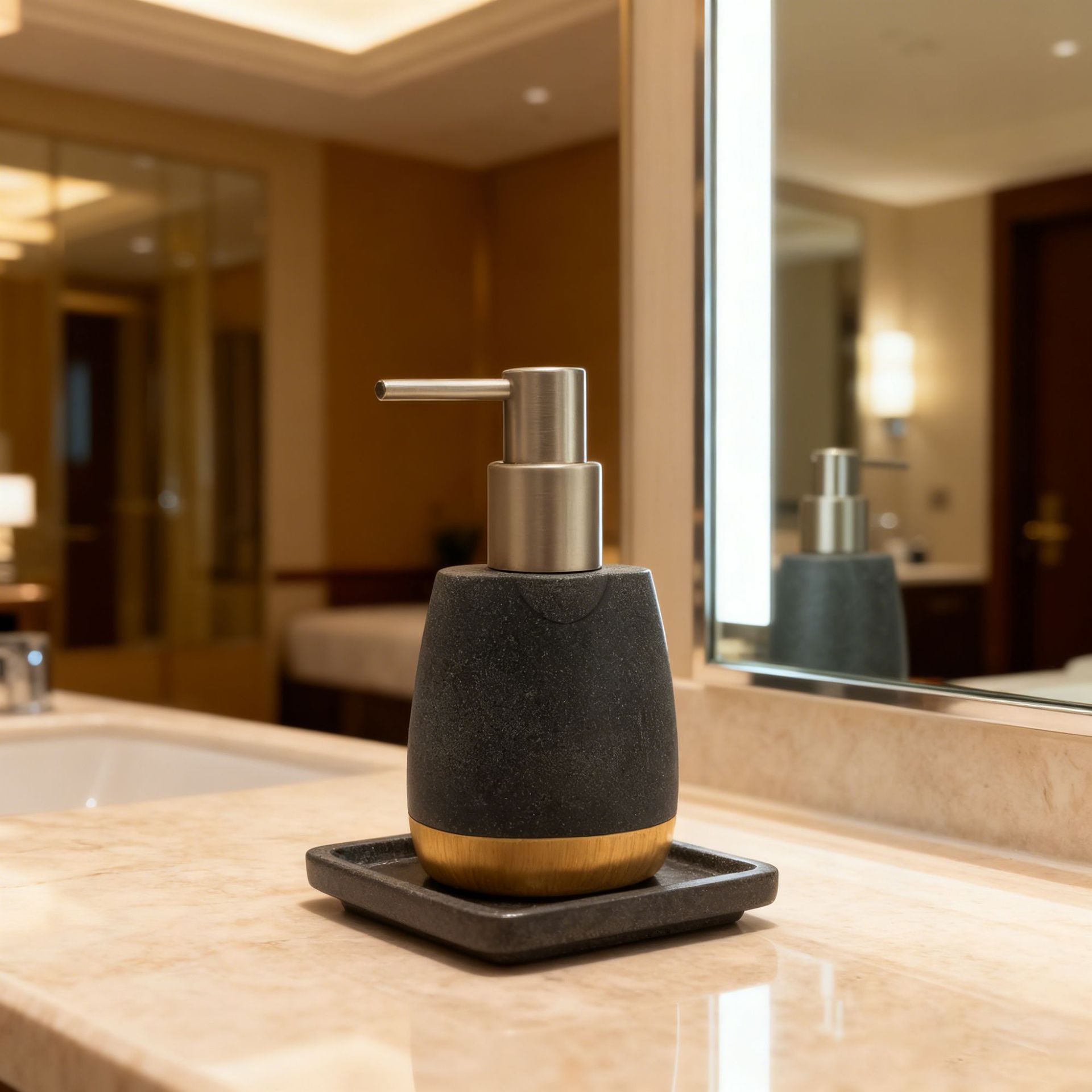 Scandinavian Resin Wood Grain Lotion Bottle Bathroom Accessible Luxury Press-Type Hotel Hand Sanitizer Bottle Household Shower Gel Packaging