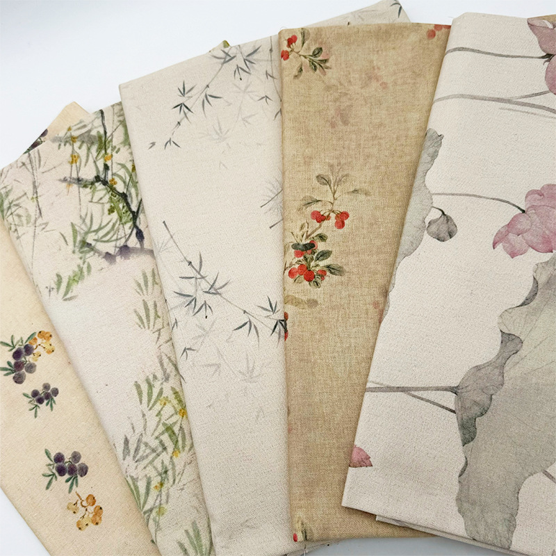 Chinese Style Encryption Cotton and Linen Cloth Tablecloth Door Curtain Cloth Curtain Fabric Sofa Cover Cloth DIY Handmade Cloth Head Processing