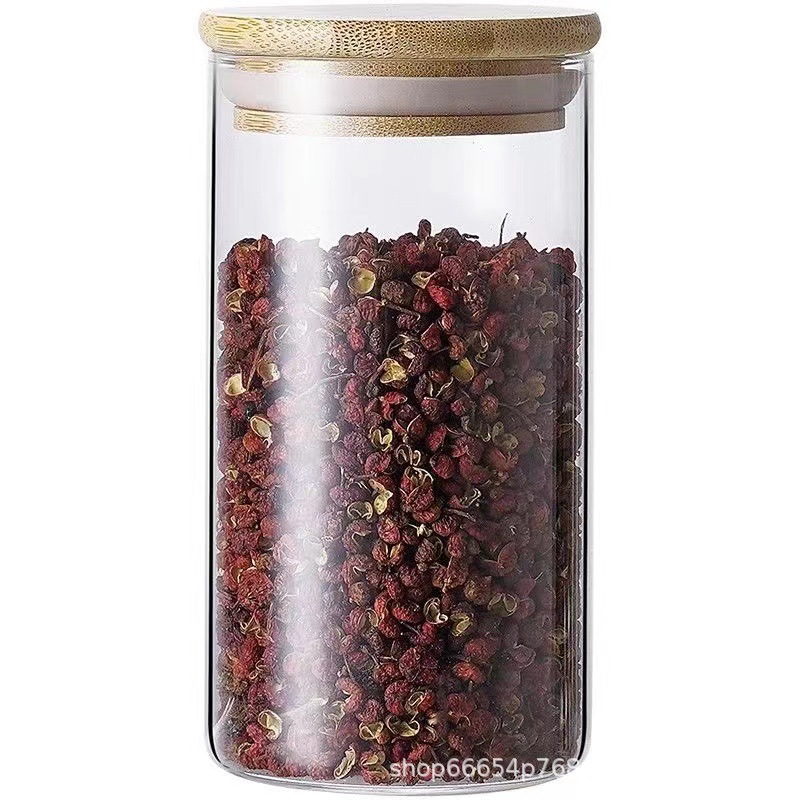 Glass sealed jar bamboo moisture-proof milk powder snack coffee tea storage large small size transparent kitchen storage jar