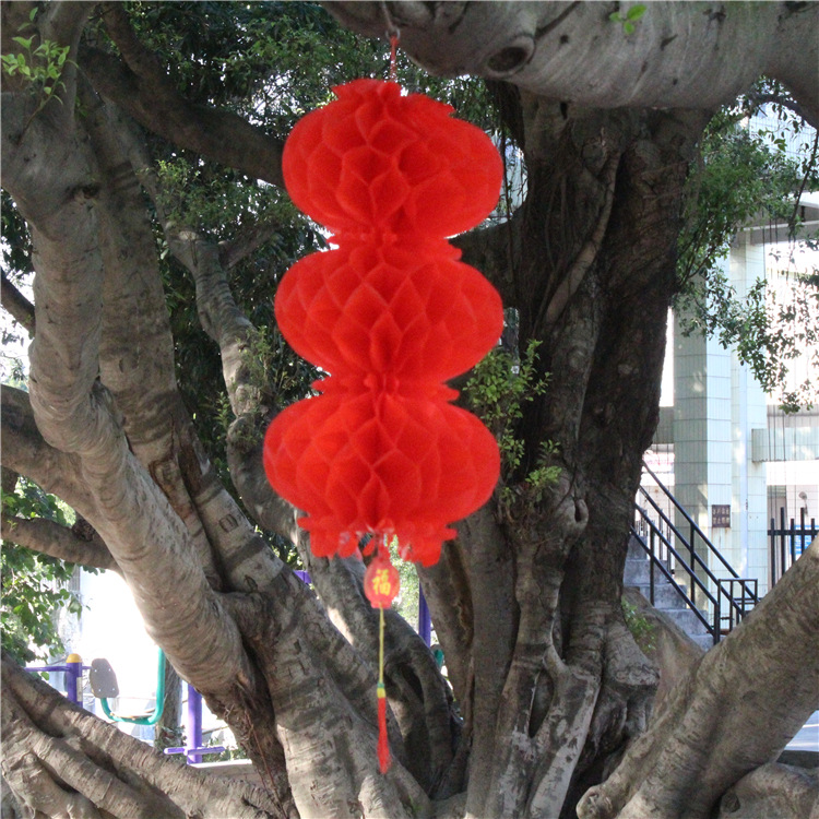 Spring Festival Red Plastic Paper Lantern Honeycomb Series Lantern String Decoration New Year Shopping Mall Opening Decoration Festive Decoration