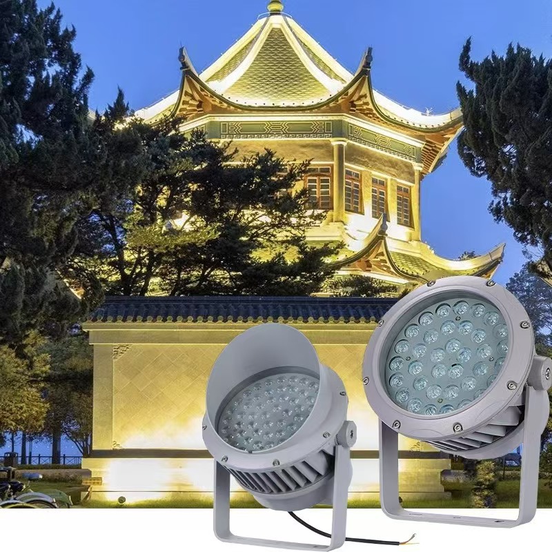 Led Outdoor Floodlight Park Courtyard Colorful Garden Waterproof Tree Light High Power Round Spotlight Customized Model