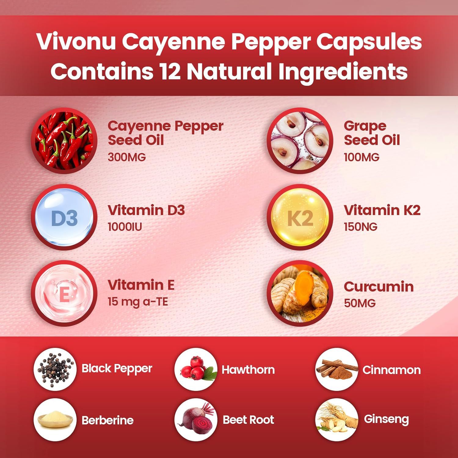 Cross-Border Hot Selling Vivonu Cayenne Pepper Softgels Supplement, Ready for Delivery