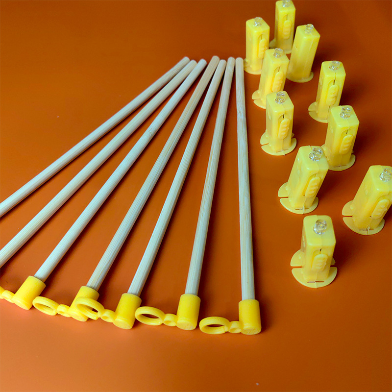 Bamboo Wood Satchel Plastic Lantern Pole DIY Lantern Accessories LED Small Yellow Lantern Translucent Bottom Switch Lantern Wick