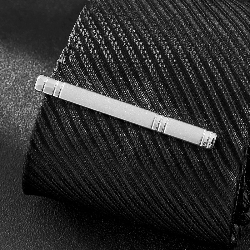 Metal tie clip men's suit personality simple frosted pattern business elegant diamond tie clip cross-border