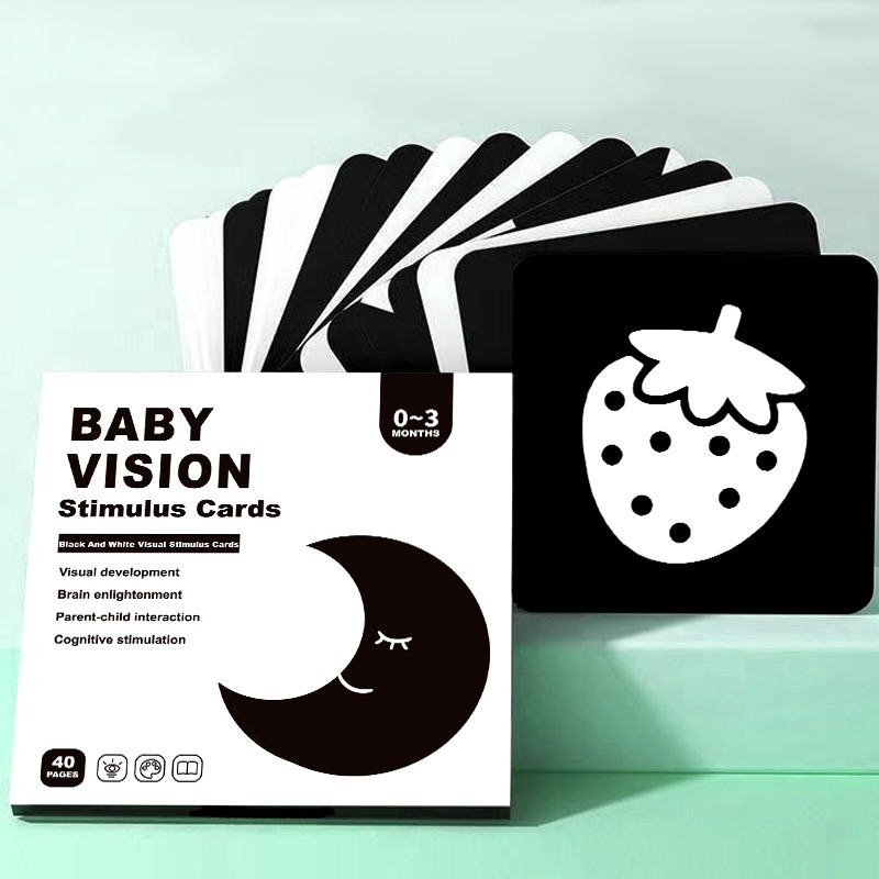 Baby Early Education Card Black and White Card Newborn Visual Stimulating Card 0 to 3-6 Months Baby Chase Color Card