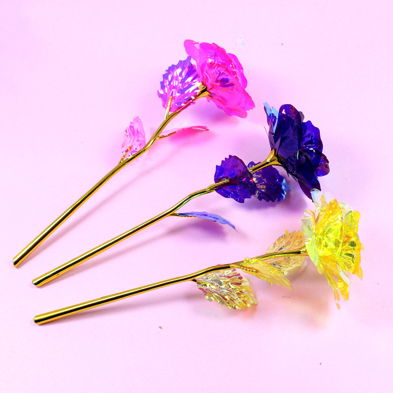 24K Gold Foil Color Gold Colorful Colorful Dazzling Rose Romantic Valentine's Day Gift for Wife and Girlfriend Birthday bouquet