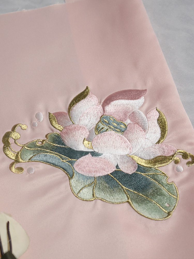 Summer Lotus B Style Lotus Leaf Lotus Petal Fine Embroidery Gold Thread Gold Edge Cut Piece Embroidery Piece Accessories Other Chemical Fiber