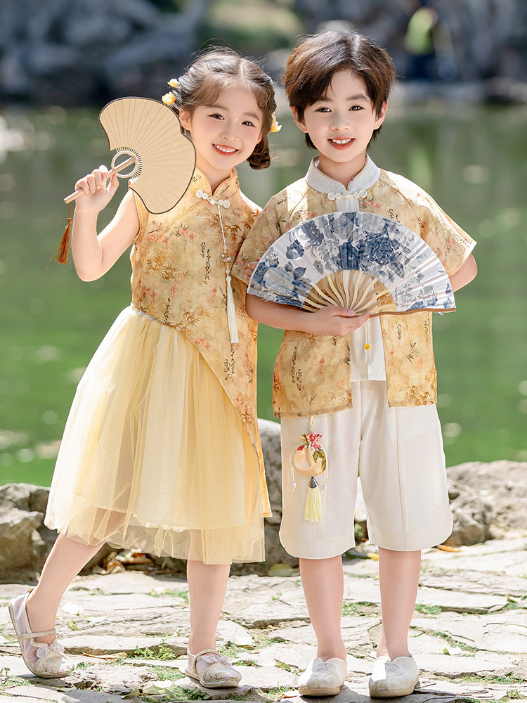 Children's Tang Suit, Han Dynasty, Boy's Summer Dress, Chinese Style Girl's New Chinese Style Ancient Costume, Children's Day Performance Uniform, Kindergarten Class Uniform