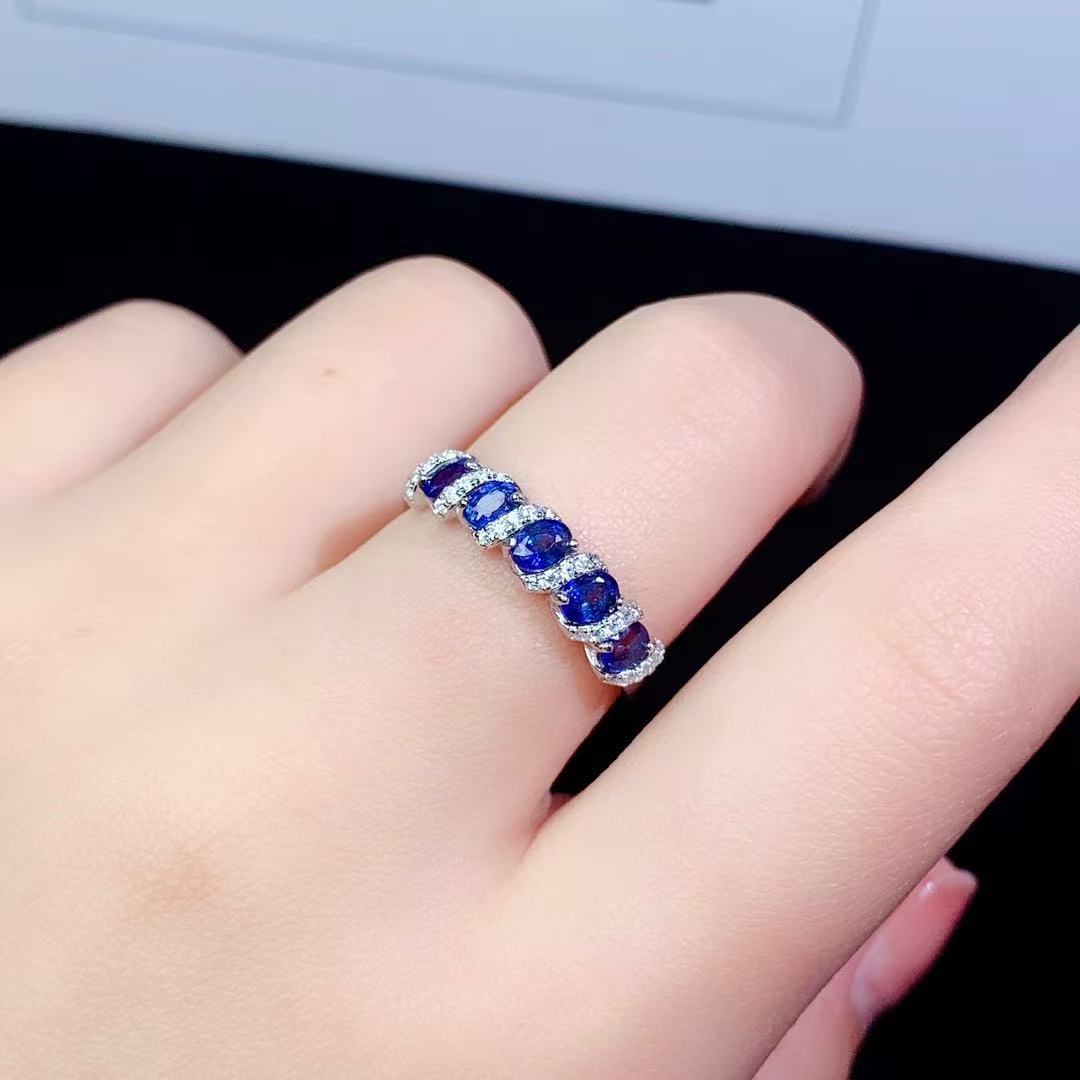 Natural Sapphire Ring 925 Sterling Silver Inlaid Accessible Luxury Fashion Twisted Wire Exquisite High-End Gemstone Jewelry Ring